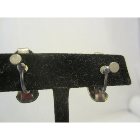 Blue heart silver screwback earrings knots curves & amber stone 4 pair VINTAGE - Picture 4 of 9